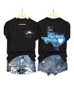 V-Neck Retro Texas Strong The Stars At Night Are Big And Bright Deep In The Heart Of Texas Print T-Shirt