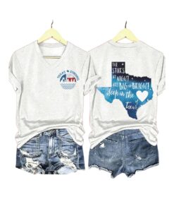 Alternative view of V-Neck Retro Texas Strong The Stars At Night Are Big And Bright Deep In The Heart Of Texas Print T-Shirt