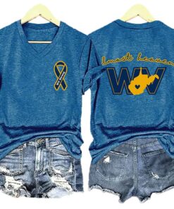 V-Neck Retro WV Strong Ribbon West Virginia Strong Almost Heaven Print T-Shirt