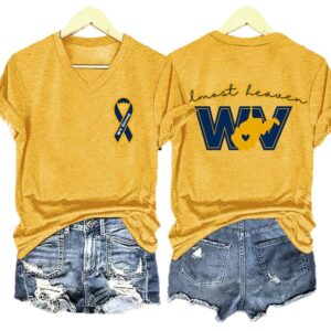 Alternative view of V-Neck Retro WV Strong Ribbon West Virginia Strong Almost Heaven Print T-Shirt