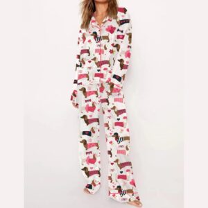 Alternative view of Valentine Dachshund Dog Pajama Set