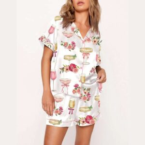 Alternative view of Valentine Petals And Prosecco Watercolor Pajama Set
