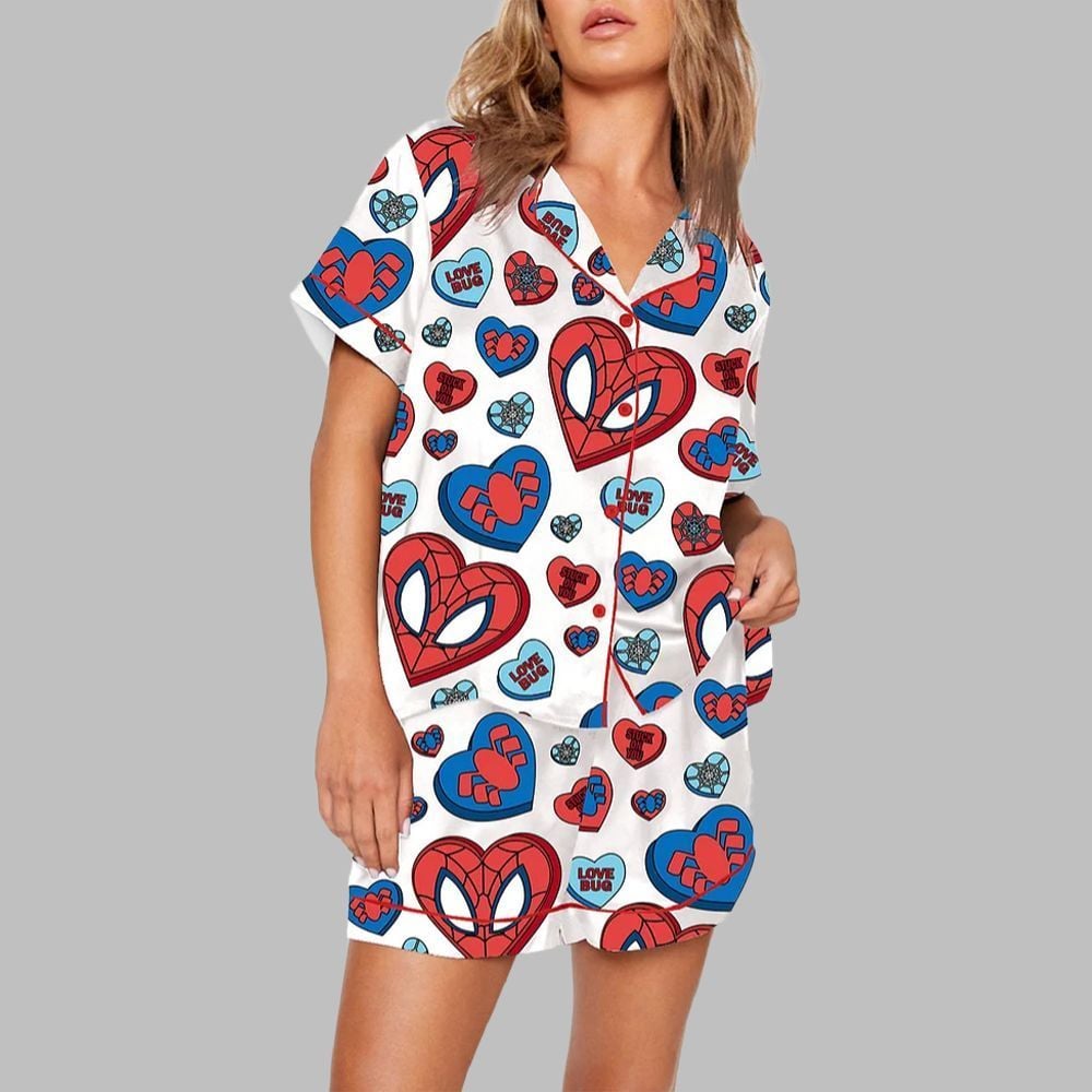 Valentine Superhero Print Pajama Set