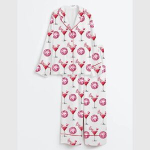 Alternative view of Valentine's Day Cocktail Glass Satin Pajama Set