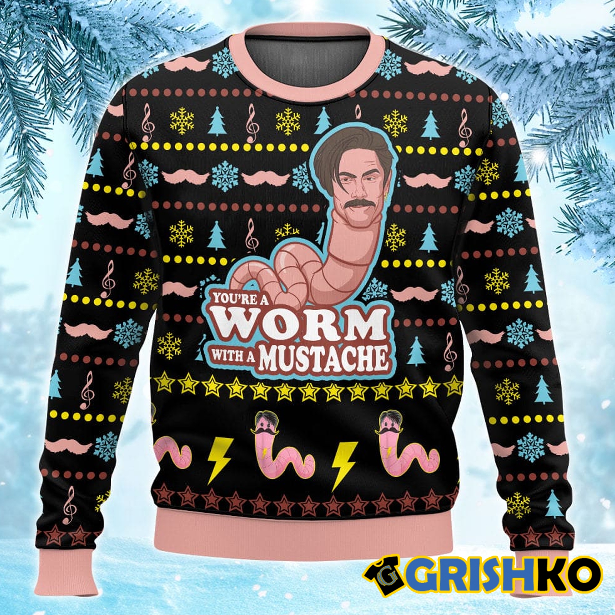 Vanderpump Rules Worm With A Mustache Funny James Kennedy Ugly Sweater - Grishko.com