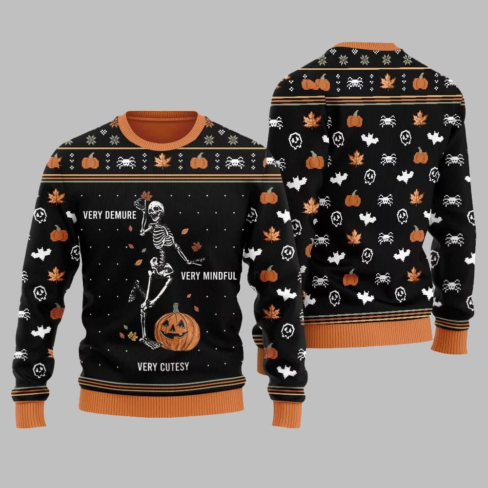 Very Demure Skeleton Ugly Sweater Christmas 2025 - Grishko.com