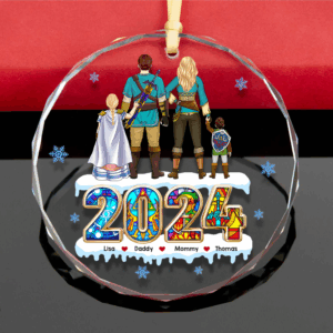 Video Game Family Ornament - Personalized Gifts For Family With Swords