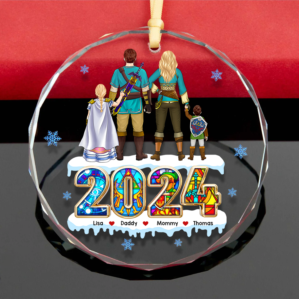Video Game Family Ornament - Personalized Gifts For Family With Swords