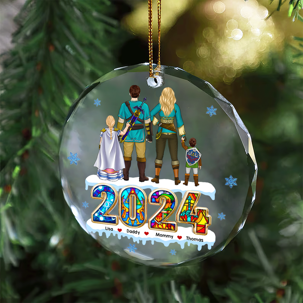 Video Game Family Ornament - Personalized Gifts For Family With Swords - Image 4