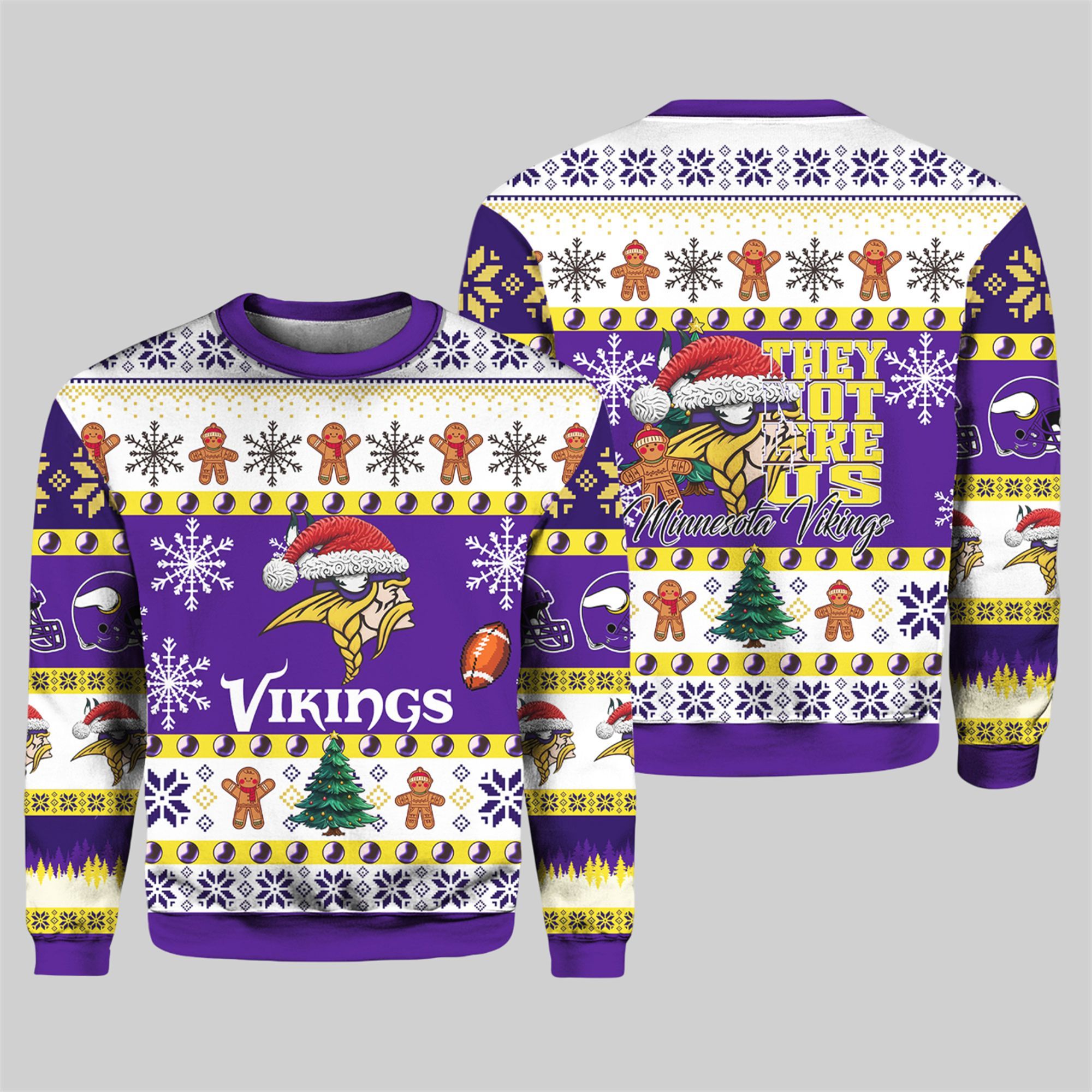 Vikings They Not Like Us Ugly Christmas Sweater - Grishko.com