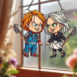 Villain Couple Suncatcher Ornament, Personalized Gifts For Horror Couple 02PGDT090825