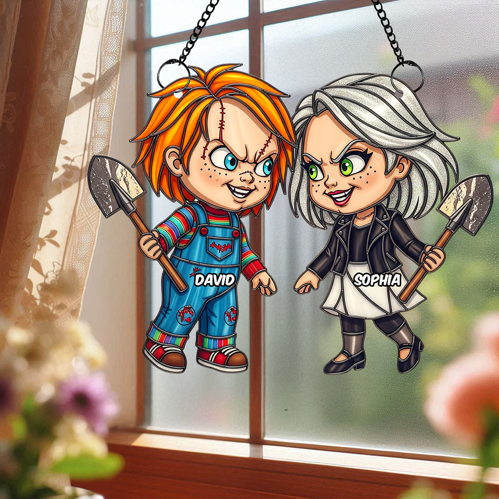 Villain Couple Suncatcher Ornament, Personalized Gifts For Horror Couple 02PGDT090825