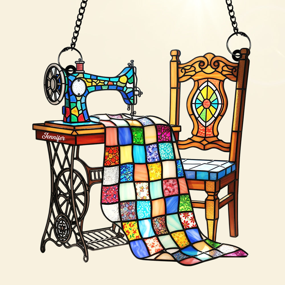 Vintage Sewing Machine Suncatcher Ornament – Personalized Gifts For Sewing Lovers 01ohqn240725 - Image 3