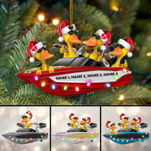 Alternative view of Wakeboarding Ducks  - Personalized Christmas Ornament - Gifts for Wakeboarder