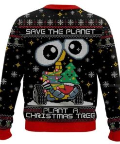 Alternative view of Wall-e Save The Planet Plant A Christmas Tree Ugly Christmas Sweater
