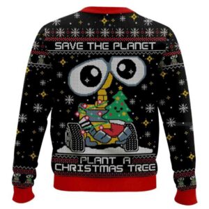 Alternative view of Wall-e Save The Planet Plant A Christmas Tree Ugly Christmas Sweater