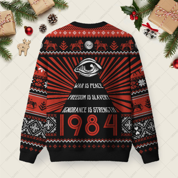 Alternative view of War Is Peace Ugly Christmas Fuzzy Fleece Sweatshirt