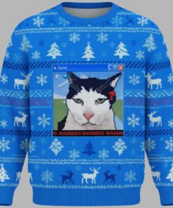 Warning Cat Christmas Ugly Sweater