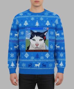Alternative view of Warning Cat Christmas Ugly Sweater