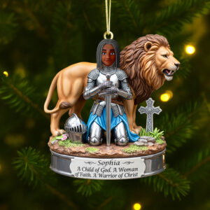 Alternative view of Warrior Of Christ Personalized Gifts For Christian Christmas Acrylic Ornament 02hutn220825