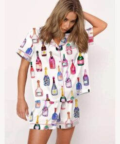Watercolor Champagne Bottles Pajama Set