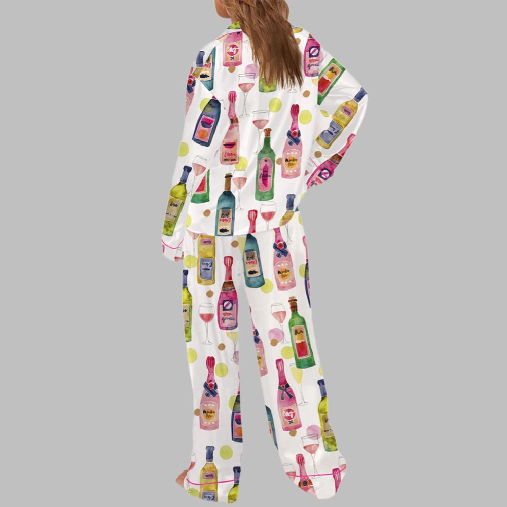 Watercolor Champagne Pajama Set For Women - Image 3