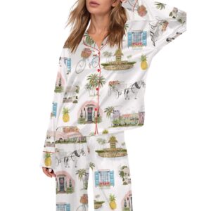 Watercolor Charleston Wedding Satin Pajama Set For Women