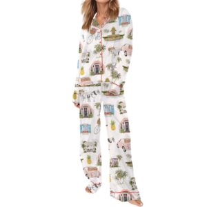 Alternative view of Watercolor Charleston Wedding Satin Pajama Set For Women
