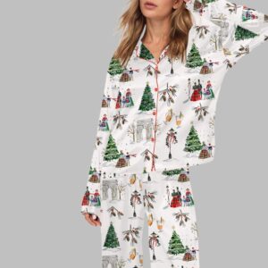 Watercolor Christmas Pajama Set For Women