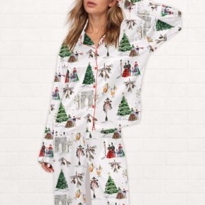 Watercolor Christmas Silky Satin Pajama Set
