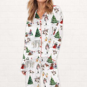 Alternative view of Watercolor Christmas Silky Satin Pajama Set
