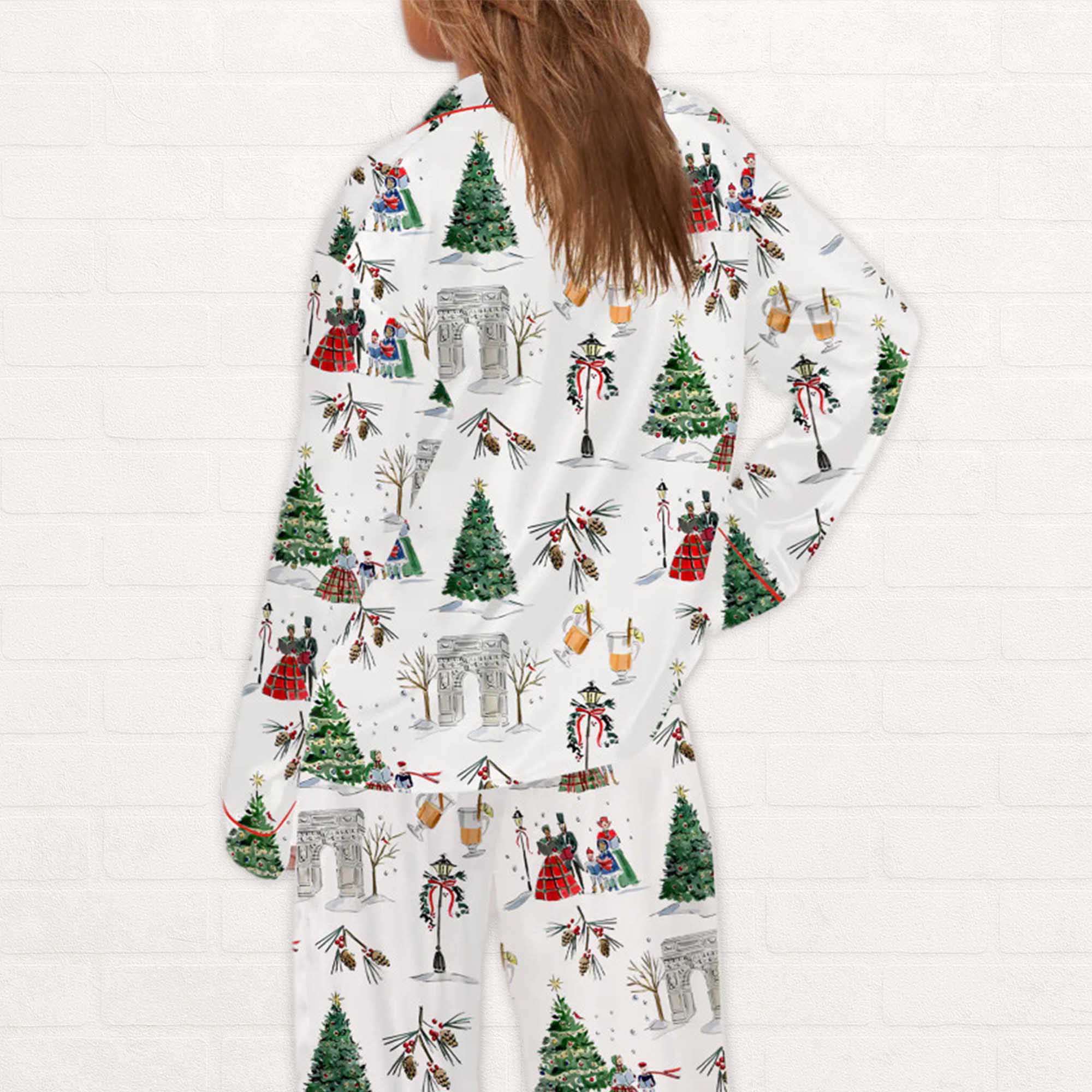 Watercolor Christmas Silky Satin Pajama Set - Image 3