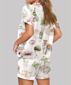 Alternative view of Watercolor Palm Club Summer Miami Beach Vacation Pajama Set
