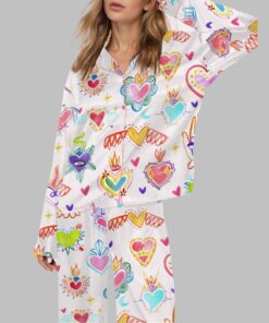 Watercolor Sacred Heart Satin Pajama Set