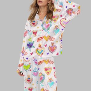 Watercolor Sacred Heart Satin Pajama Set