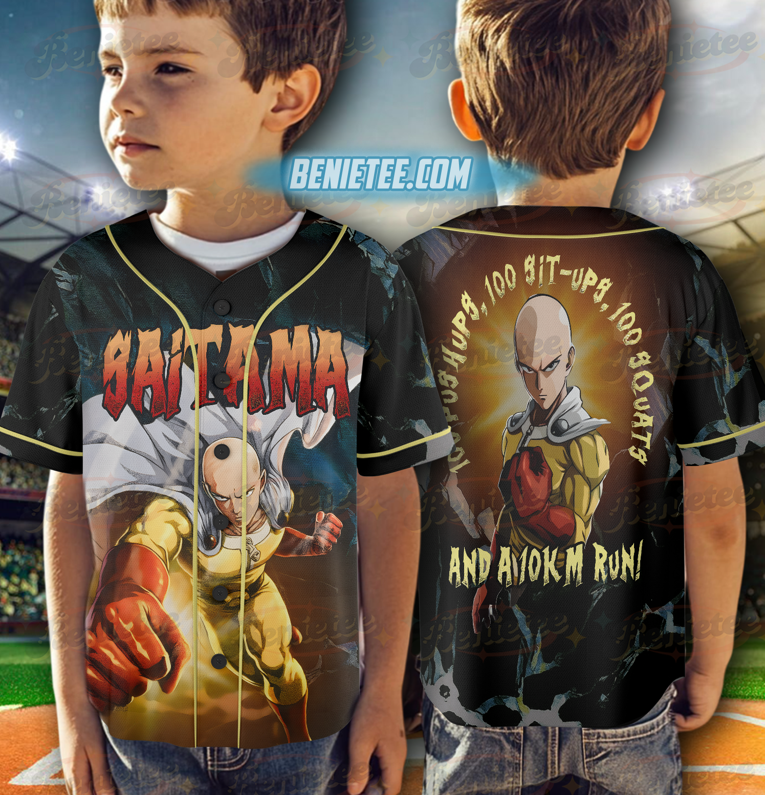 One Punch Man The Strongest Man Saitama Baseball Jersey - Image 6