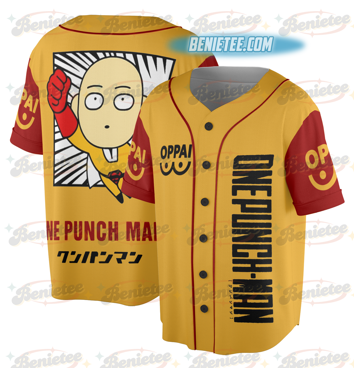 One Punch Man Saitama Superhero Oppai Baseball Jersey Cosplay Costume 3D Print - Image 2
