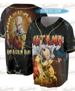 Alternative view of One Punch Man The Strongest Man Saitama Baseball Jersey