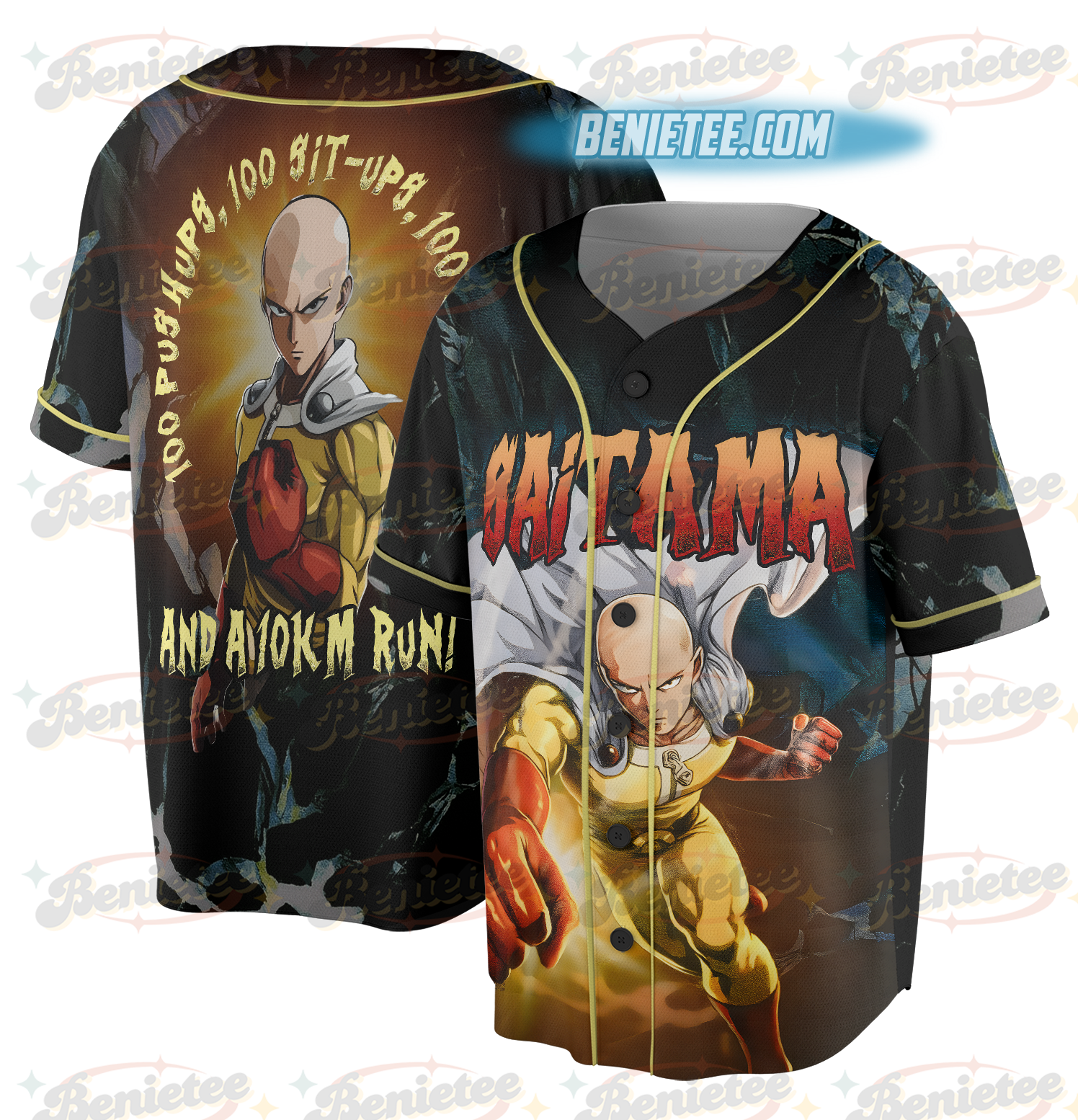 One Punch Man The Strongest Man Saitama Baseball Jersey - Image 2