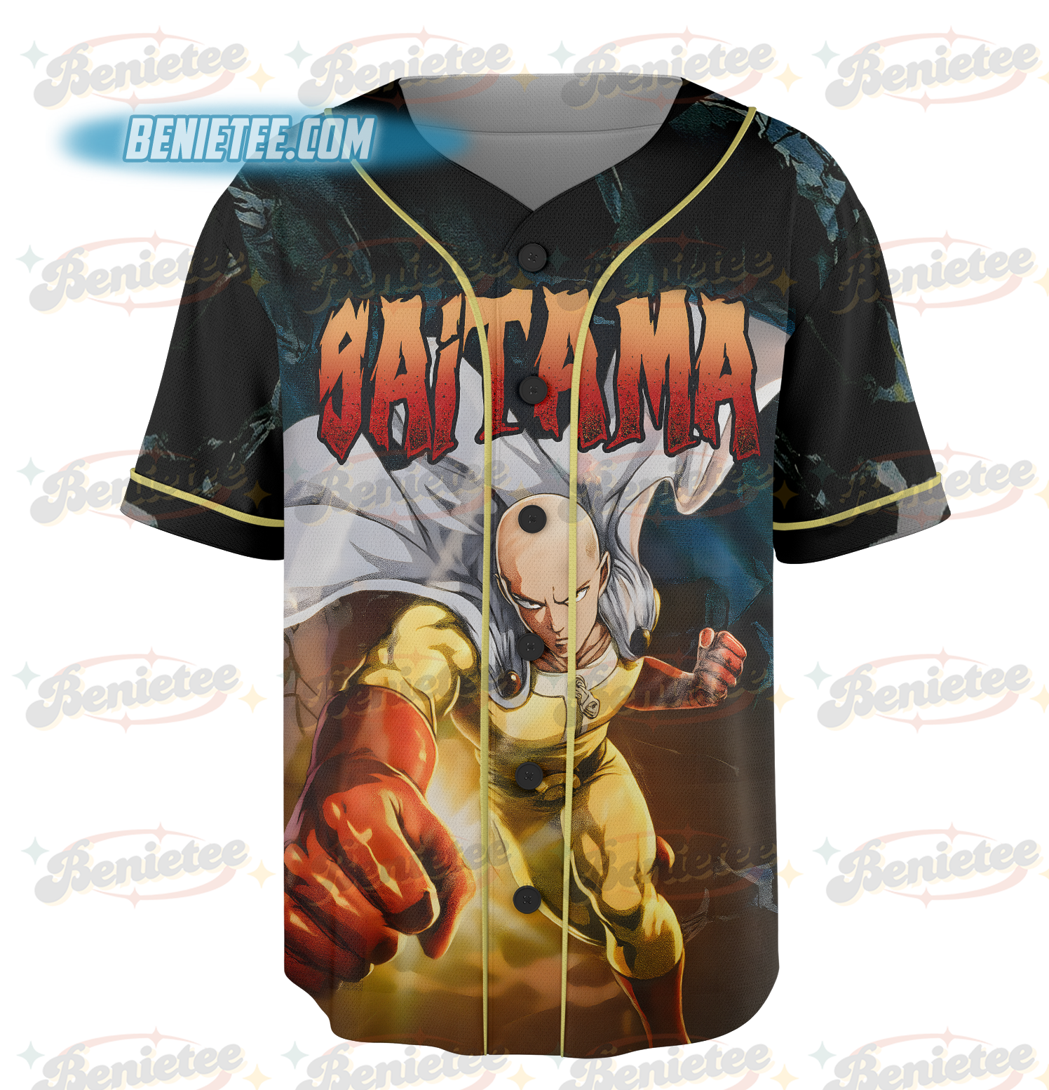 One Punch Man The Strongest Man Saitama Baseball Jersey - Image 3