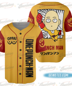 One Punch Man Saitama Superhero Oppai Baseball Jersey Cosplay Costume 3D Print