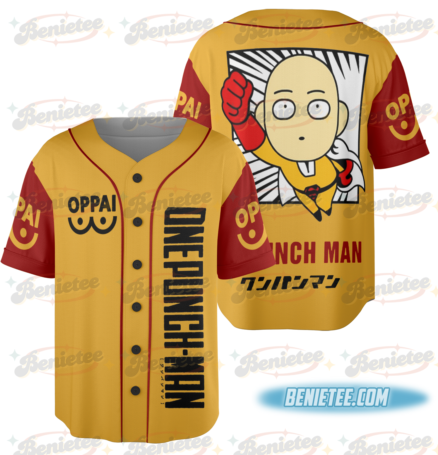 One Punch Man Saitama Superhero Oppai Baseball Jersey Cosplay Costume 3D Print