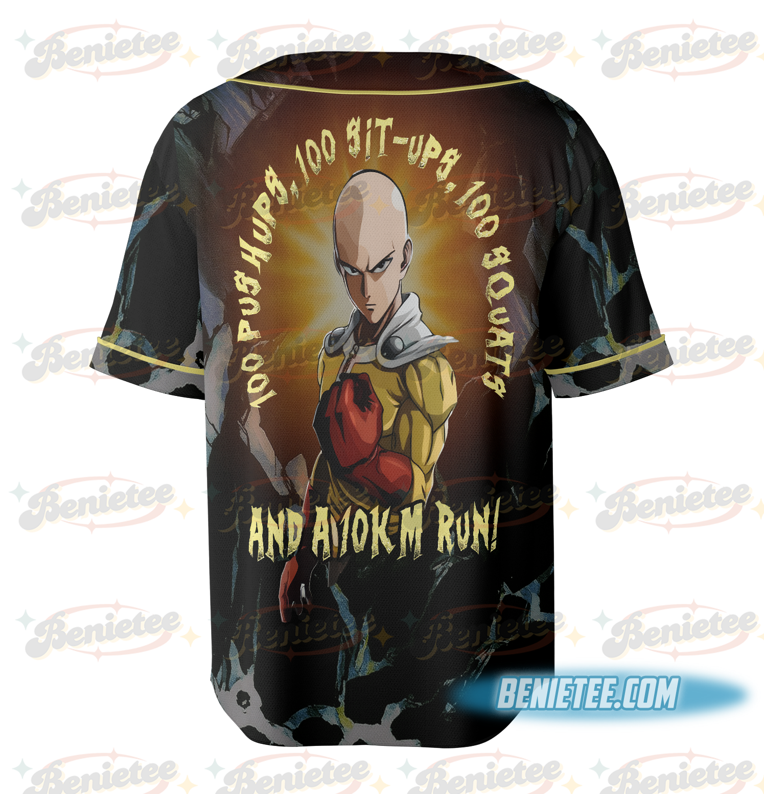 One Punch Man The Strongest Man Saitama Baseball Jersey - Image 4