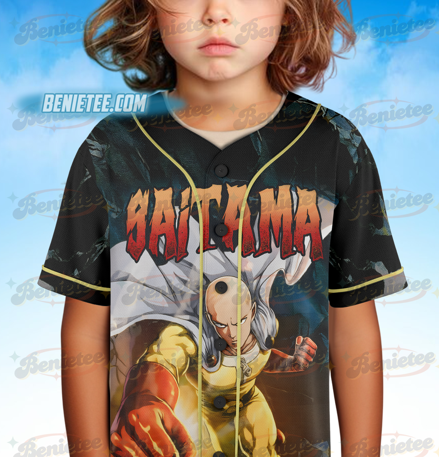 One Punch Man The Strongest Man Saitama Baseball Jersey - Image 5