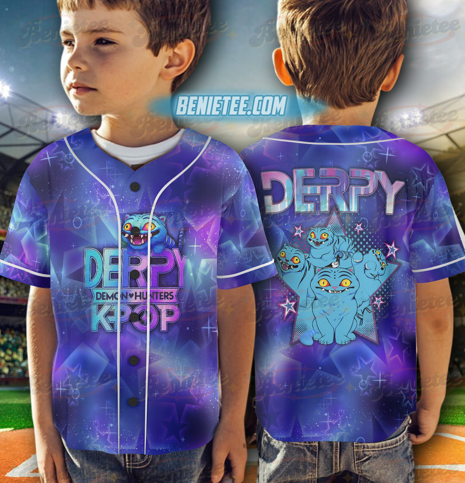 Name Derpy Tiger Baseball Jersey, Kpop Demon Hunters Jersey, Demon Hunters Merch, Mira, Rumi, Zoey Derpy Jersey, Gift for Huntrix fan - Image 6