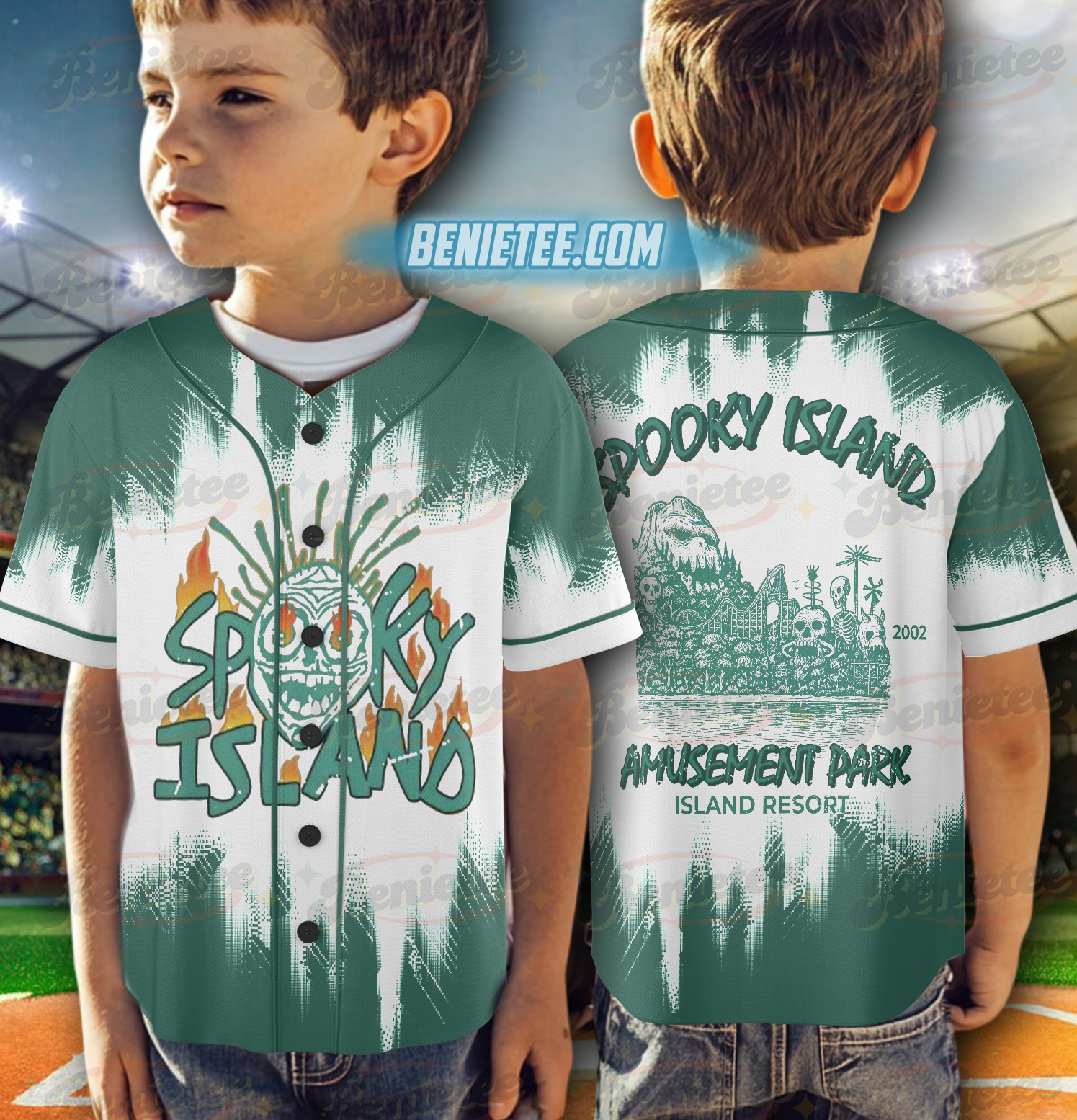 Spooky Island Tee, Retro Cartoon Halloween Movie Jersey, Spooky Island Disco Skull, Halloween Gift, Retro Halloween Summer - Image 6