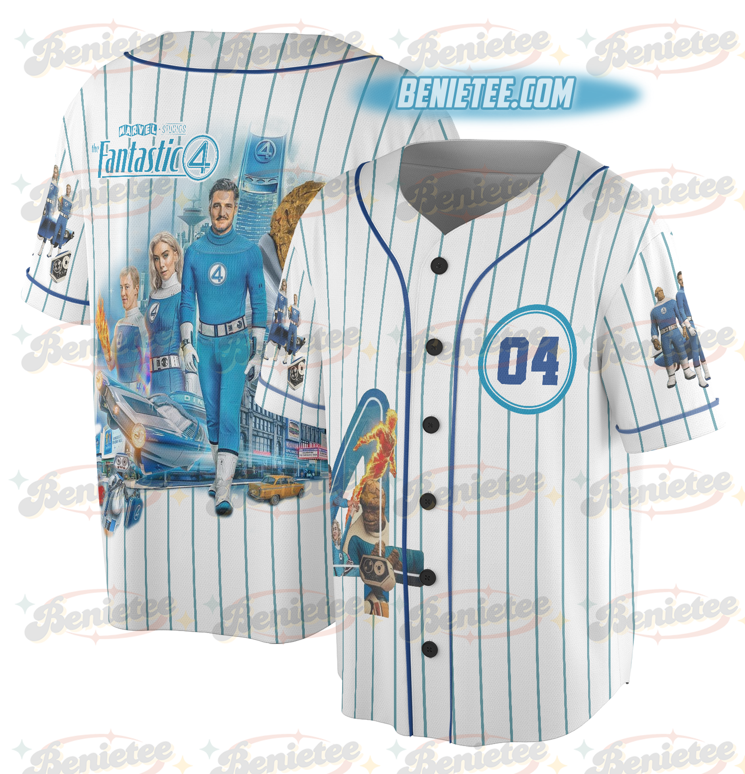 The Fantastic Four First Steps Baseball Jersey, Avengers Superhero Studio Jersey, The Fantastic Four Shirt, Disneyland Group Baseball Team - Image 2