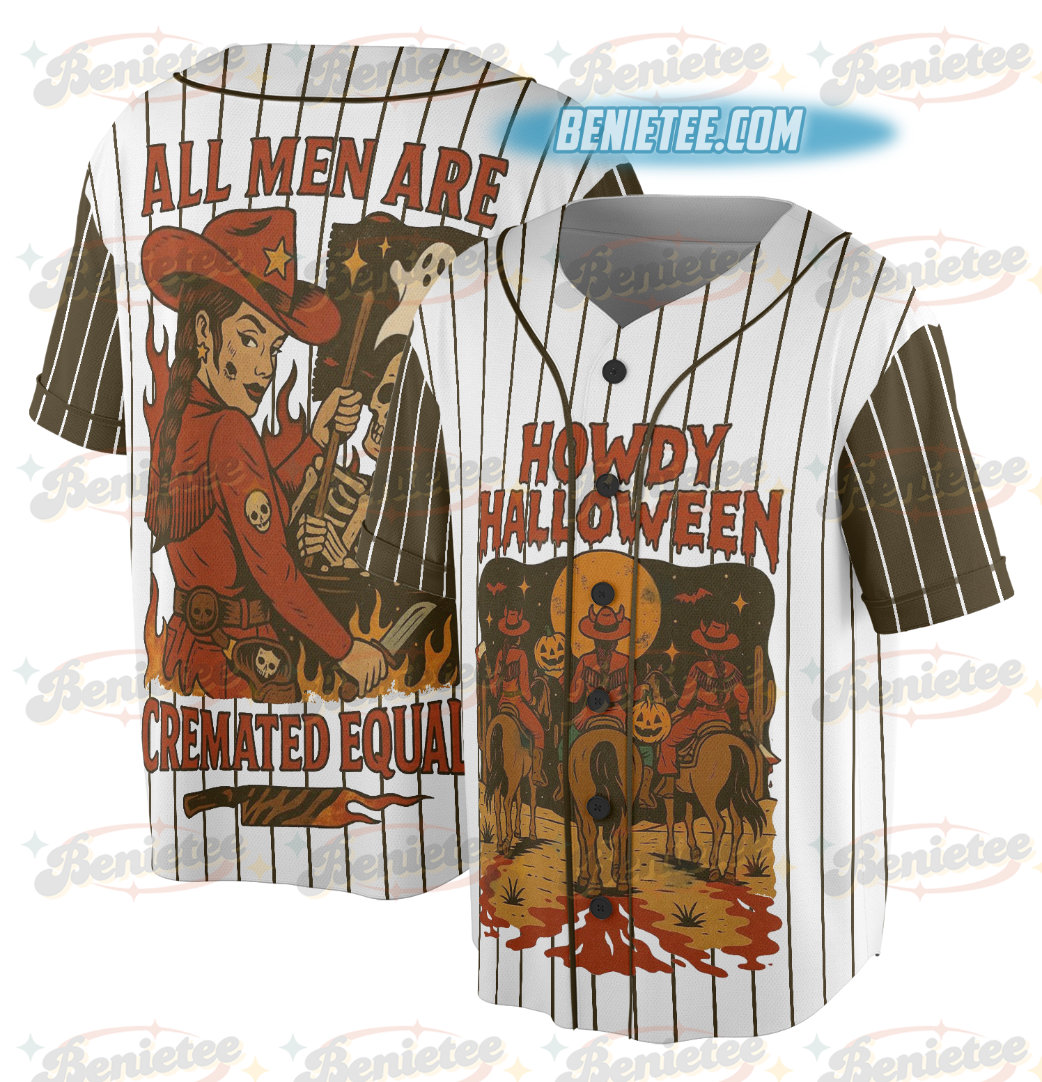 Cremated Men Jersey, Girly Halloween Sublimation, Funny Halloween Baseball Jersey, Retro Spooky Shirt, Funny Fall Design - Image 2