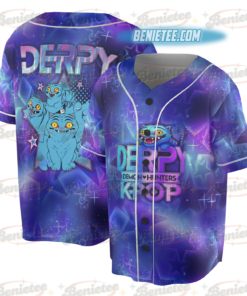 Alternative view of Name Derpy Tiger Baseball Jersey, Kpop Demon Hunters Jersey, Demon Hunters Merch, Mira, Rumi, Zoey Derpy Jersey, Gift for Huntrix fan