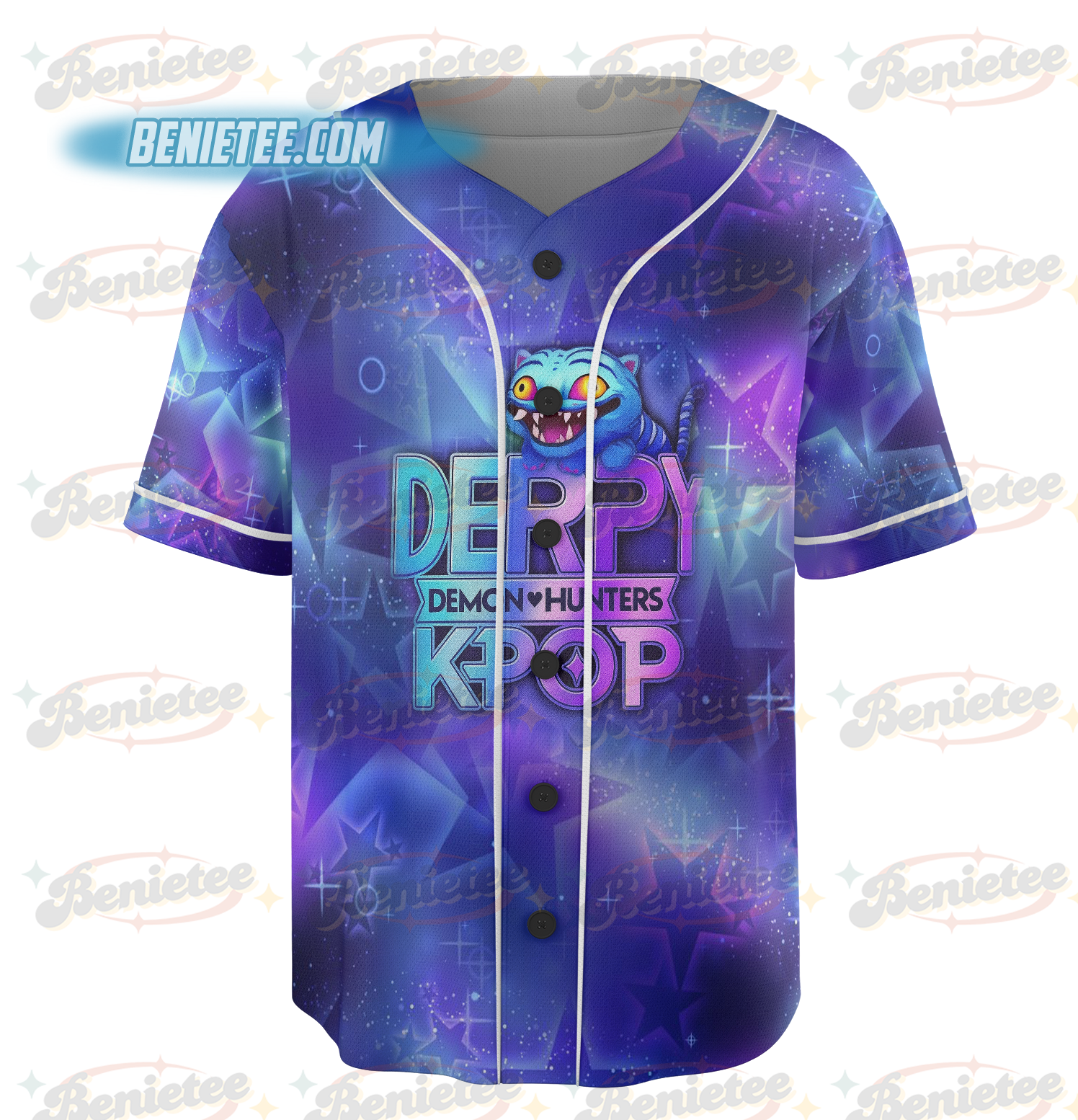 Name Derpy Tiger Baseball Jersey, Kpop Demon Hunters Jersey, Demon Hunters Merch, Mira, Rumi, Zoey Derpy Jersey, Gift for Huntrix fan - Image 3